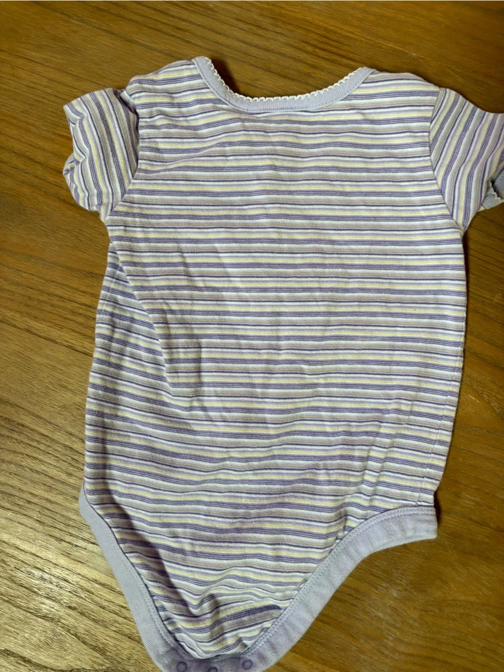 90s Faded Glory Purple Stripe Bodysuit & Blue Denim Overalls Kids Matching Set